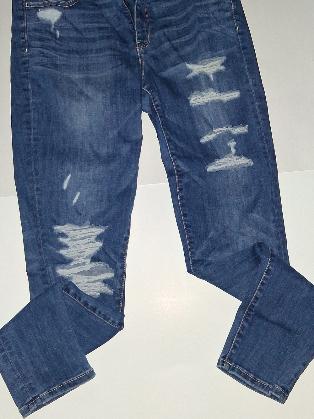American Eagle Outfitters Women's Distressed Skinny Jeans - Blue